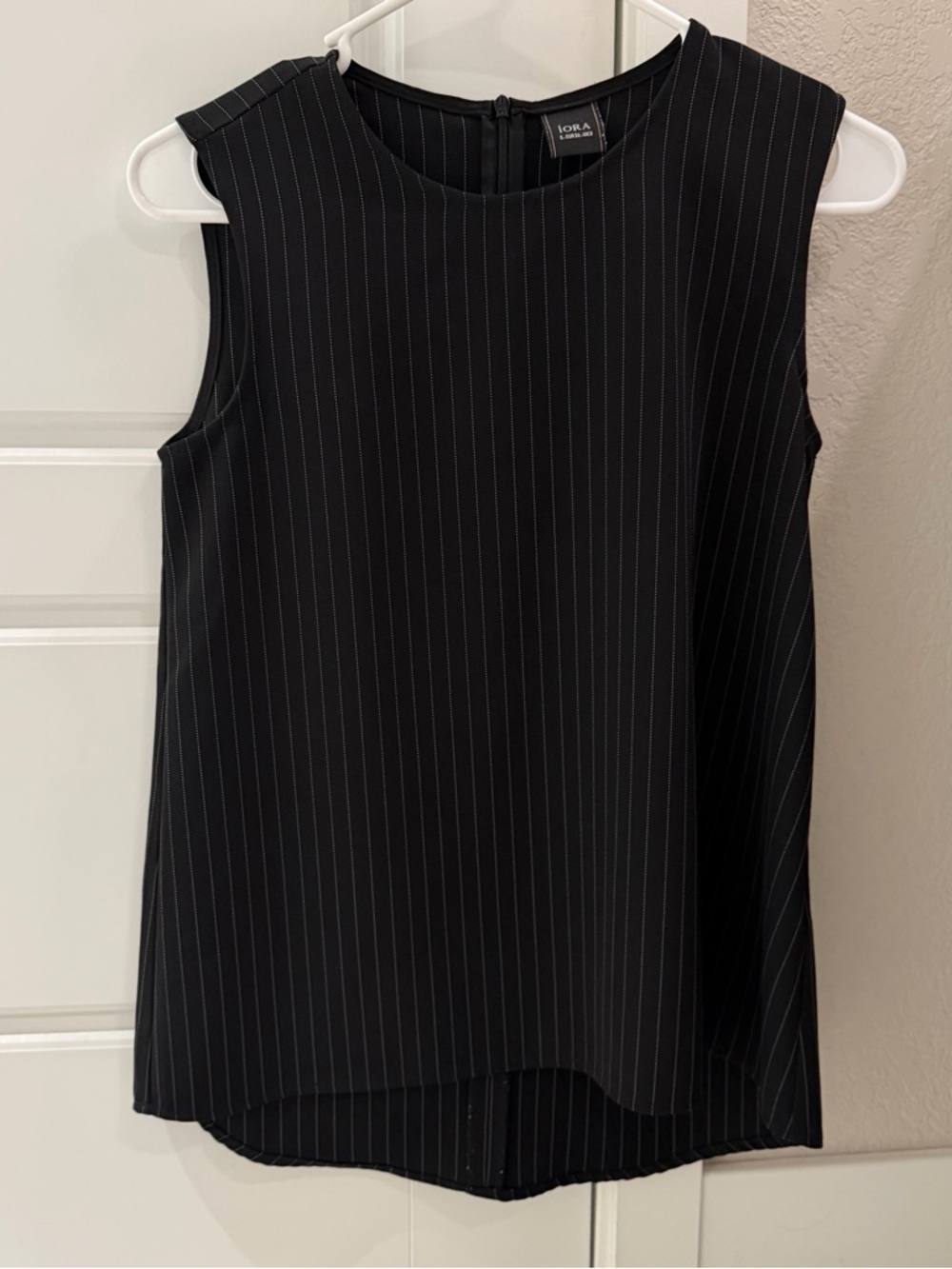 iORA Black Pinstripe Sleeveless Shell Top